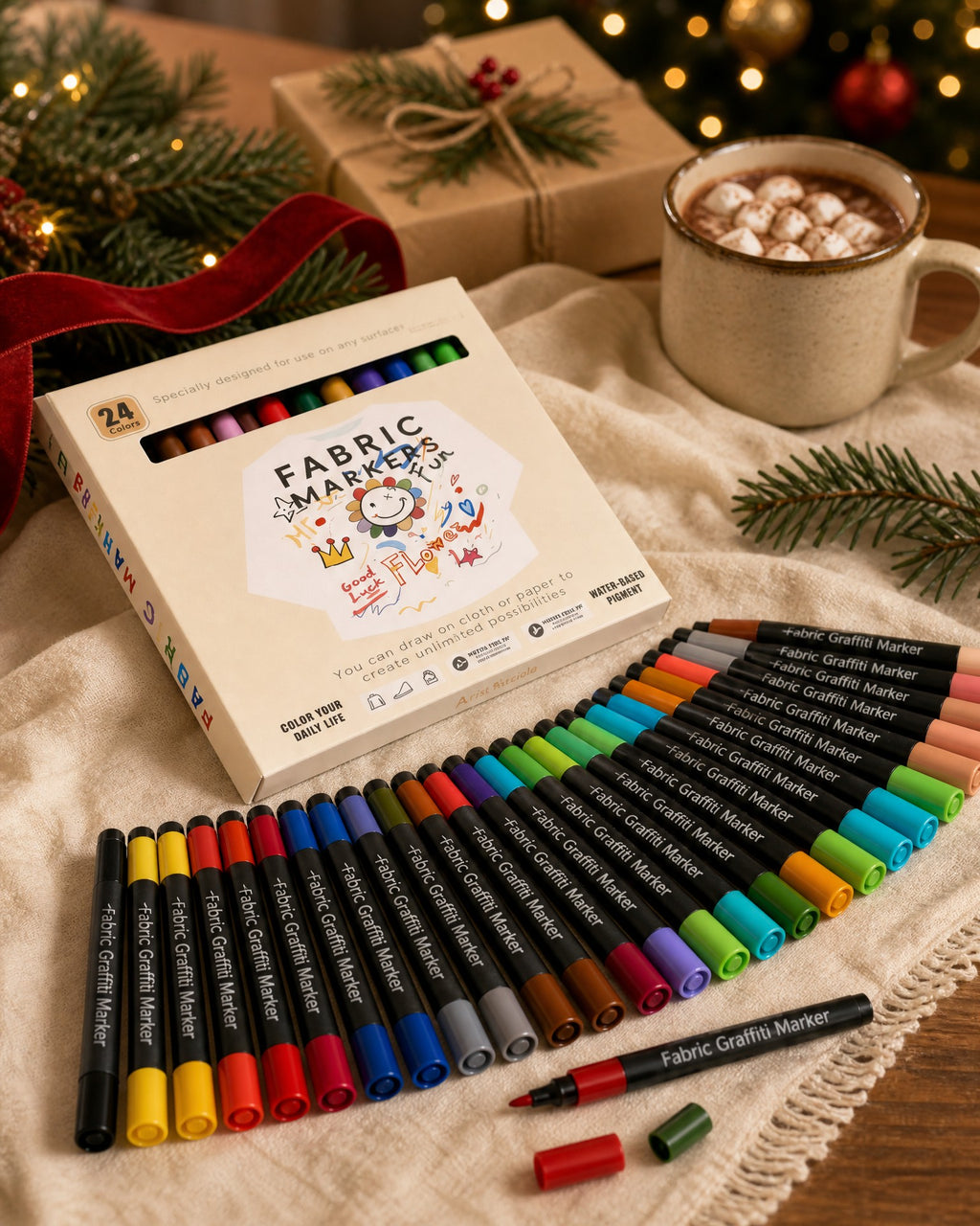 Boîte de 24 feutres textiles en plus